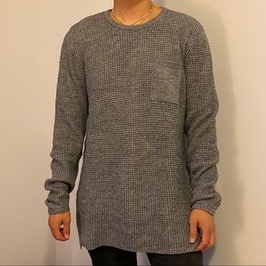 Long grey waffle sweater
